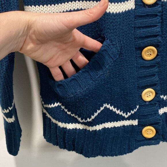 Sea to Sky Reindeer Cardigan Blue Sweater Size medium - Picture 6 of 15
